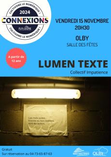 Affiche spectacle Lumen Texte